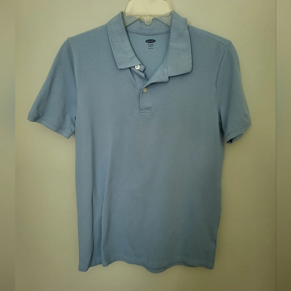 Old Navy Stretch Boys Short Sleeve Polo Light Blue Shirt Size‎ XL 14/16